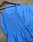Nation LA 100% Cotton Penelope Smocked Midi Dress in Blue Laguna
