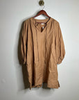 Pippa Ridley 100% Linen Sangria Balloon Sleeve Lightweight Dress in Biscuit