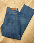 J. Crew 100% Cotton Denim Full Length Demi Boot Leg Jean Leather Patch