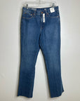 J. Crew 100% Cotton Denim Full Length Demi Boot Leg Jean Leather Patch