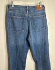 J. Crew 100% Cotton Denim Full Length Demi Boot Leg Jean Leather Patch