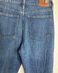 J. Crew 100% Cotton Denim Full Length Demi Boot Leg Jean Leather Patch
