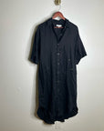 Banana Republic 100% Linen Black Asymmetrical Button Down Shirt Dress