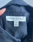 Banana Republic 100% Linen Black Asymmetrical Button Down Shirt Dress