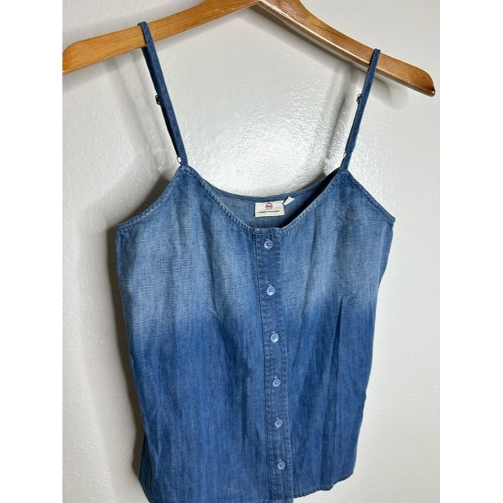Ag Adriano Goldschmied AG 100% Cotton Denim Chambray Button Down Tank Top Blouse - Cotton, Denim