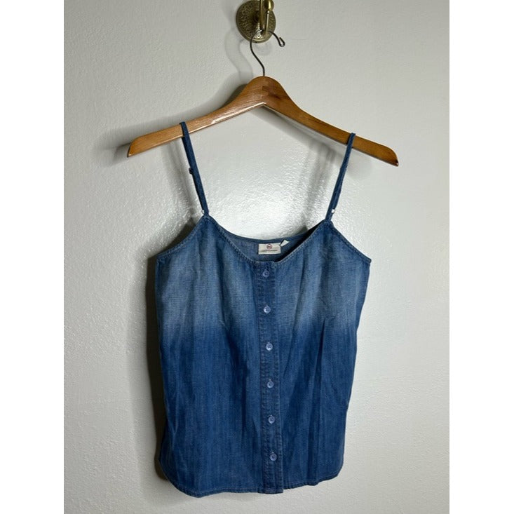 Ag Adriano Goldschmied AG 100% Cotton Denim Chambray Button Down Tank Top Blouse - Cotton, Denim