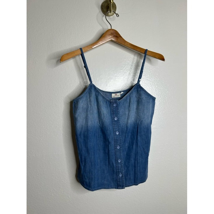 Ag Adriano Goldschmied AG 100% Cotton Denim Chambray Button Down Tank Top Blouse - Cotton, Denim