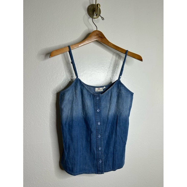 Ag Adriano Goldschmied AG 100% Cotton Denim Chambray Button Down Tank Top Blouse - Cotton, Denim
