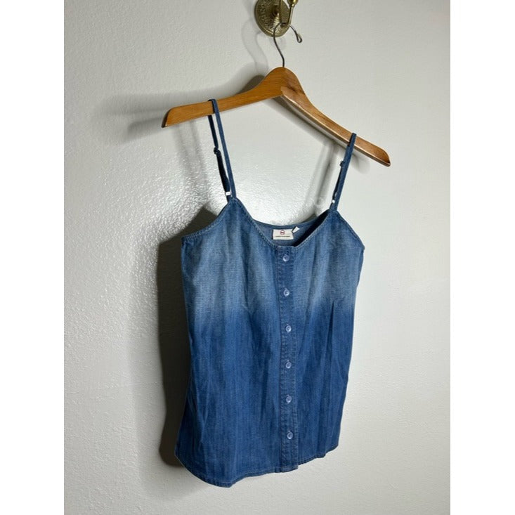 Ag Adriano Goldschmied AG 100% Cotton Denim Chambray Button Down Tank Top Blouse - Cotton, Denim