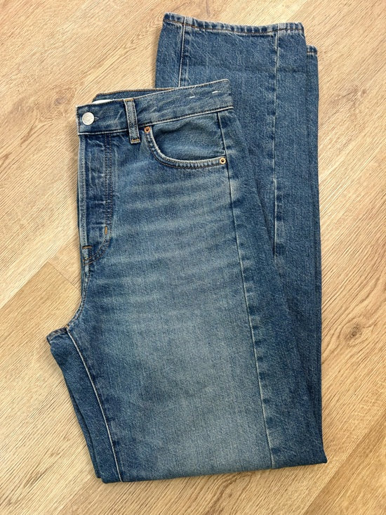 Madewell Madewell 100% Cotton Denim Pieced Barrel - Leg Jean Medium Wash - Denim, Cotton