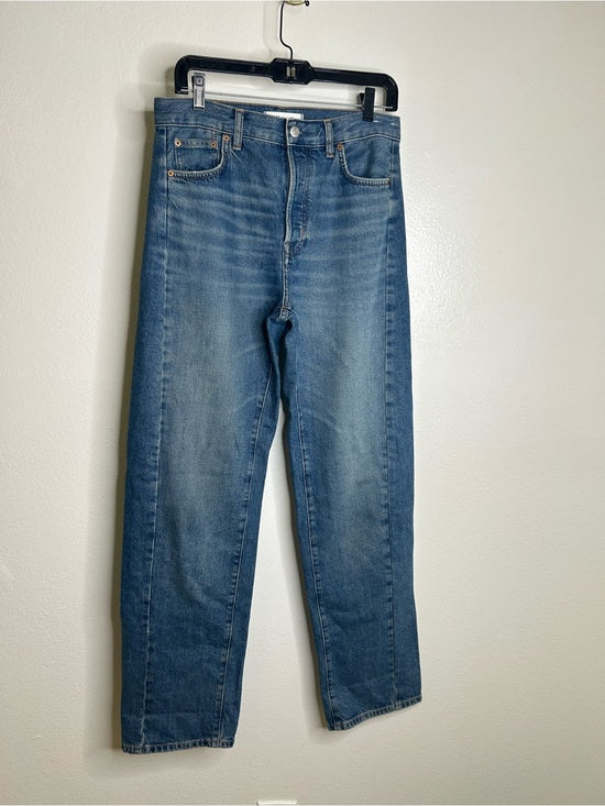 Madewell Madewell 100% Cotton Denim Pieced Barrel - Leg Jean Medium Wash - Denim, Cotton
