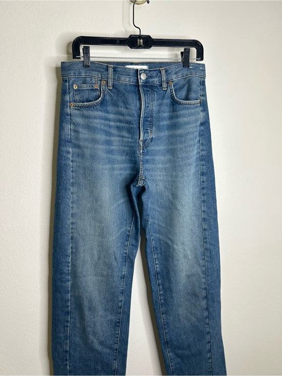 Madewell Madewell 100% Cotton Denim Pieced Barrel - Leg Jean Medium Wash - Denim, Cotton
