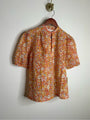 Trovata 100% Cotton Short Sleeve Orange Retro Floral Blouse Top
