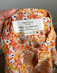 Trovata 100% Cotton Short Sleeve Orange Retro Floral Blouse Top