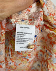 Trovata 100% Cotton Short Sleeve Orange Retro Floral Blouse Top