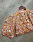 Trovata 100% Cotton Short Sleeve Orange Retro Floral Blouse Top