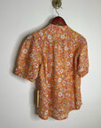 Trovata 100% Cotton Short Sleeve Orange Retro Floral Blouse Top
