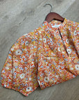 Trovata 100% Cotton Short Sleeve Orange Retro Floral Blouse Top