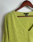 Eileen Fisher Organic Linen Cotton Chartreuse Slouchy V - Neck Knit Tunic Top