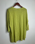 Eileen Fisher Organic Linen Cotton Chartreuse Slouchy V - Neck Knit Tunic Top