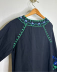 Roller Rabbit Cotton Linen Black Floral Embroidered Dress