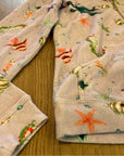 Hill House 100% Cotton The Allie Zip Up Terrycloth Hoodie in Sea Creatures