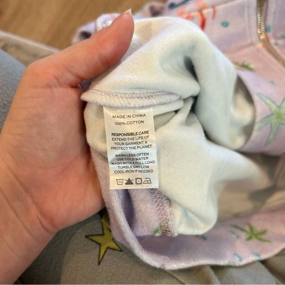 Hill House 100% Cotton The Allie Zip Up Terrycloth Hoodie in Sea Creatures