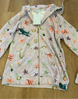 Hill House 100% Cotton The Allie Zip Up Terrycloth Hoodie in Sea Creatures