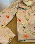 Hill House 100% Cotton The Allie Zip Up Terrycloth Hoodie in Sea Creatures
