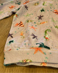 Hill House 100% Cotton The Allie Zip Up Terrycloth Hoodie in Sea Creatures