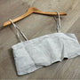 Reformation 100% Linen Cleo Strappy Cropped Tank Top in Natural Oatmeal
