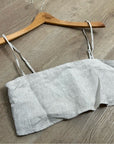 Reformation 100% Linen Cleo Strappy Cropped Tank Top in Natural Oatmeal