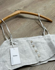 Reformation 100% Linen Cleo Strappy Cropped Tank Top in Natural Oatmeal