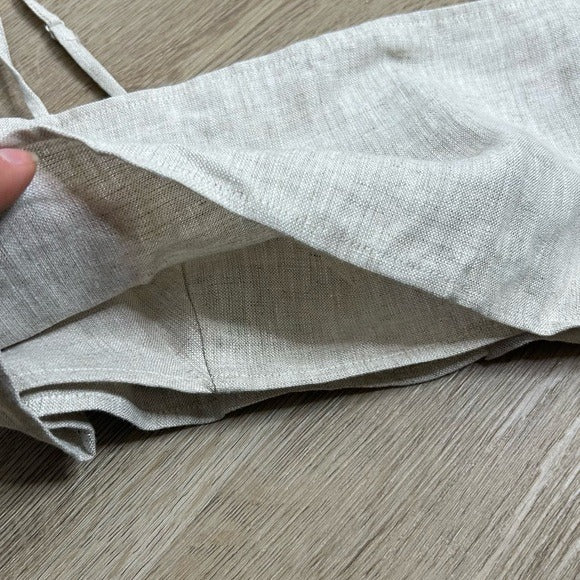 Reformation 100% Linen Cleo Strappy Cropped Tank Top in Natural Oatmeal