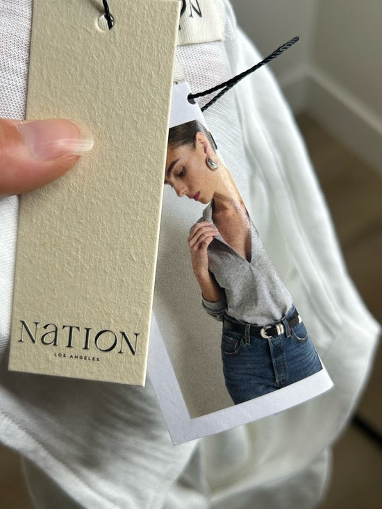 Nation LTD Nation LA 100% Cotton White Collared Polo Long Sleeve Blouse Top - Cotton