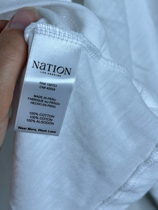 Nation LA 100% Cotton White Collared Polo Long Sleeve Blouse Top