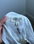 Nation LA 100% Cotton White Collared Polo Long Sleeve Blouse Top