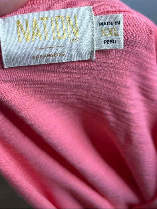 Nation LA 100% Cotton Coral Henley Wide Sleeve Long Sleeve Top