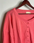 Nation LA 100% Cotton Coral Henley Wide Sleeve Long Sleeve Top