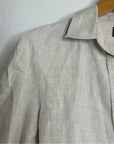 PURE 100% Linen Natural Tan Button Down 3/4 Sleeve Tunic Top