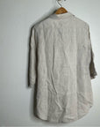 PURE 100% Linen Natural Tan Button Down 3/4 Sleeve Tunic Top