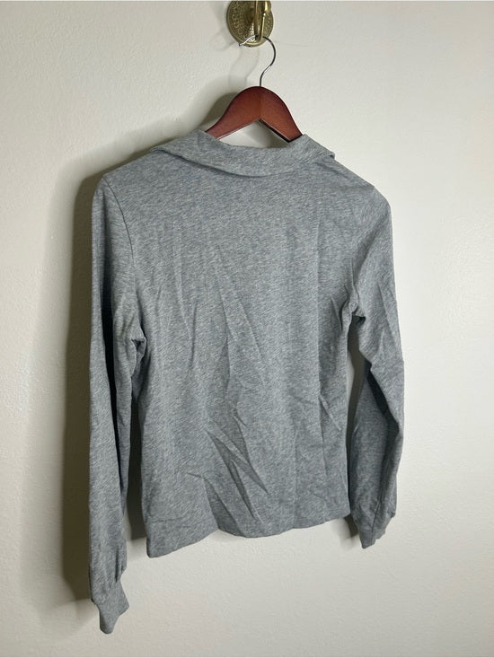 Nation LA 100% Cotton Kimberly Polo Long Sleeve Tee in Gray