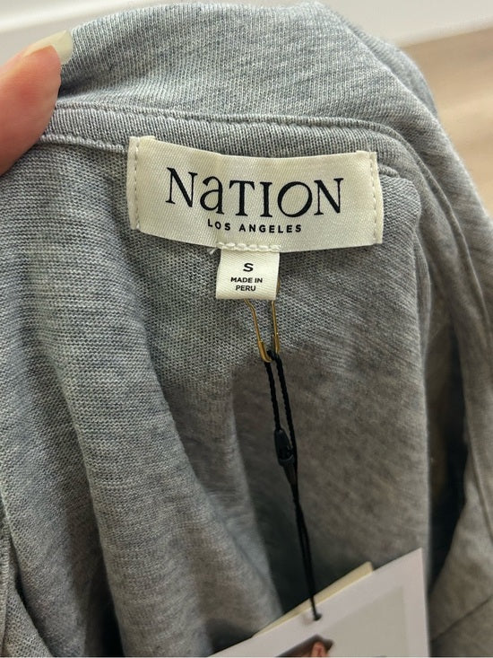 Nation LA 100% Cotton Kimberly Polo Long Sleeve Tee in Gray