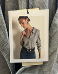 Nation LA 100% Cotton Kimberly Polo Long Sleeve Tee in Gray