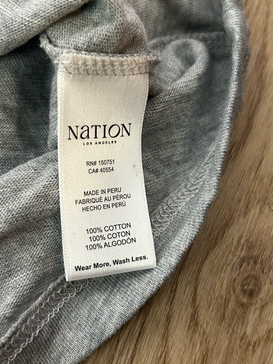 Nation LA 100% Cotton Kimberly Polo Long Sleeve Tee in Gray