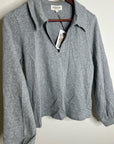 Nation LA 100% Cotton Kimberly Polo Long Sleeve Tee in Gray