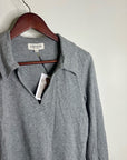 Nation LA 100% Cotton Kimberly Polo Long Sleeve Tee in Gray
