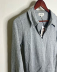 Nation LA 100% Cotton Kimberly Polo Long Sleeve Tee in Gray