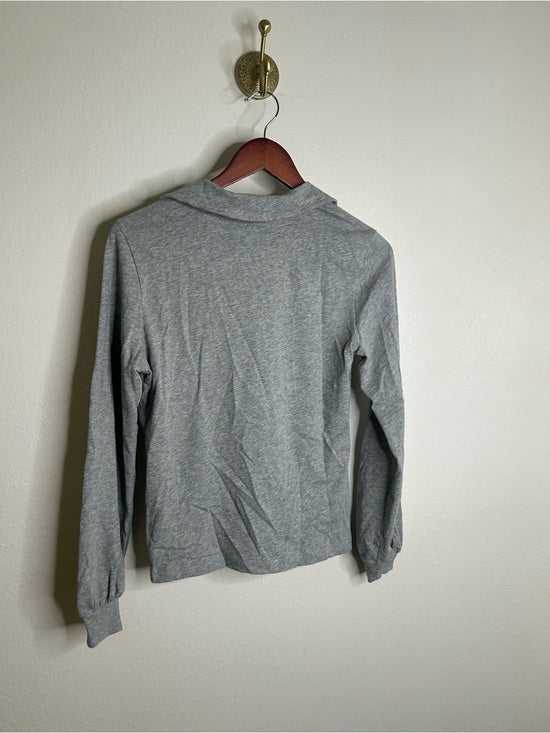 Nation LA 100% Cotton Kimberly Polo Long Sleeve Tee in Gray