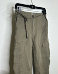 Michael Stars 100% Linen Army Green Cargo Style Straight Leg Trouser Pant
